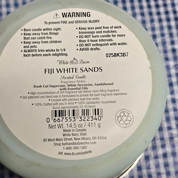 BBW Fiji White Sands Large 3 Wick Candle White Barn Jar Home Fragrance Decor - Picture 2 of 2